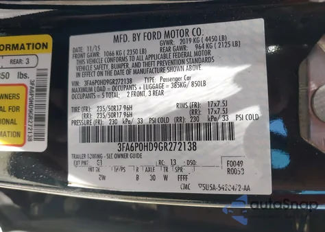 2016 Ford Fusion Se z USA, uszkodzony, nr VIN 3FA6P0HD9GR272138